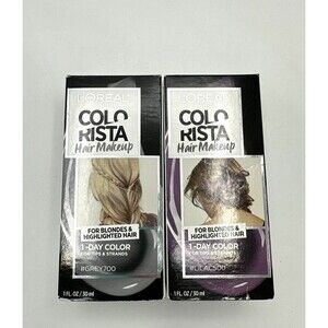 2 Lot Loreal Colorista One Day Hair Dye Wash Out Party #GREY700 & #LILAC500